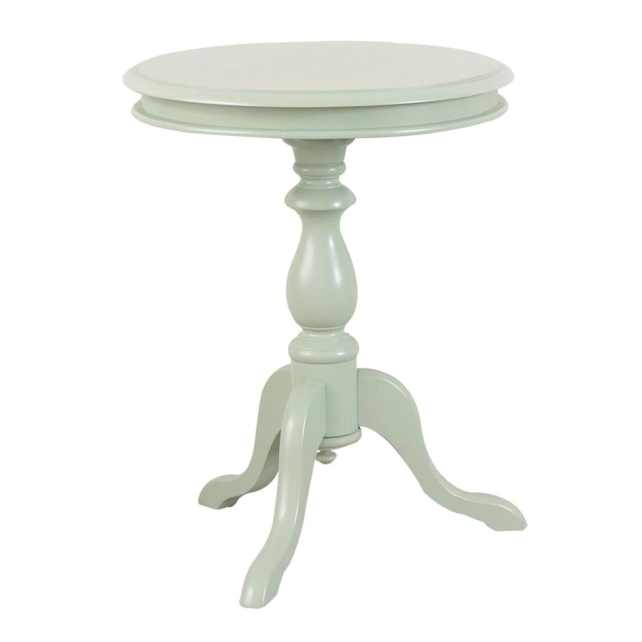 Contemporary Home Living 25.25" Antique Ivory Round Side Table with Pedestal Base and Curving Feet